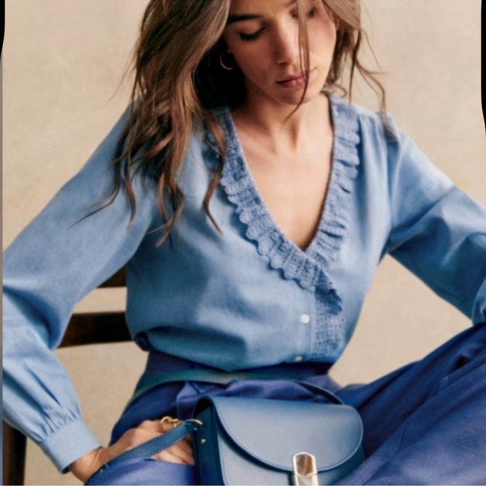 Sezane Rosine Chambray Blouse